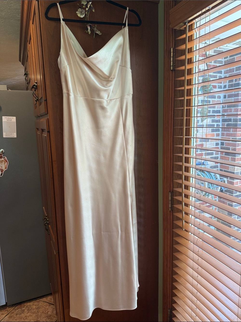 Ivory Satin Slip Dress with Cowl Neck